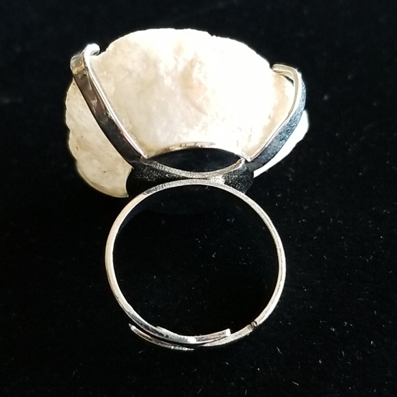 Natural Druzy Agate Crystal Stone Adjustable Statement Ring - Picture 5 of 16